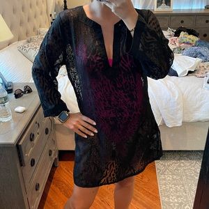 Black animal print coverup beach swimsuit